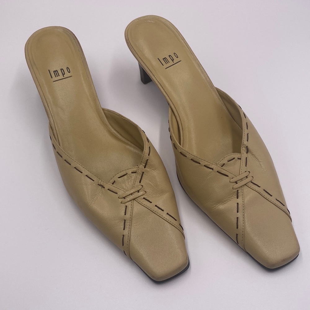 Impo Open Heel Pumps Tan Color